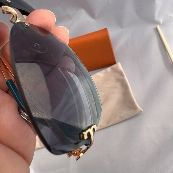 Tory Burch Sunglasses Butterfly Rimless Green ty6030 106 45 61 12 135  w/case - Picture 7 of 16